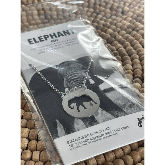 New JAECI Elephant Charm Stainless Steel Necklace Adjustable Elephant Lover Gift - Picture 3 of 6